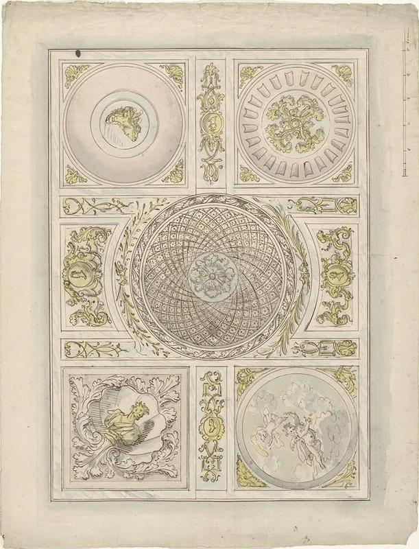 Ontwerp Voor Een Plafondschildering Ornamentale Vlakvulling