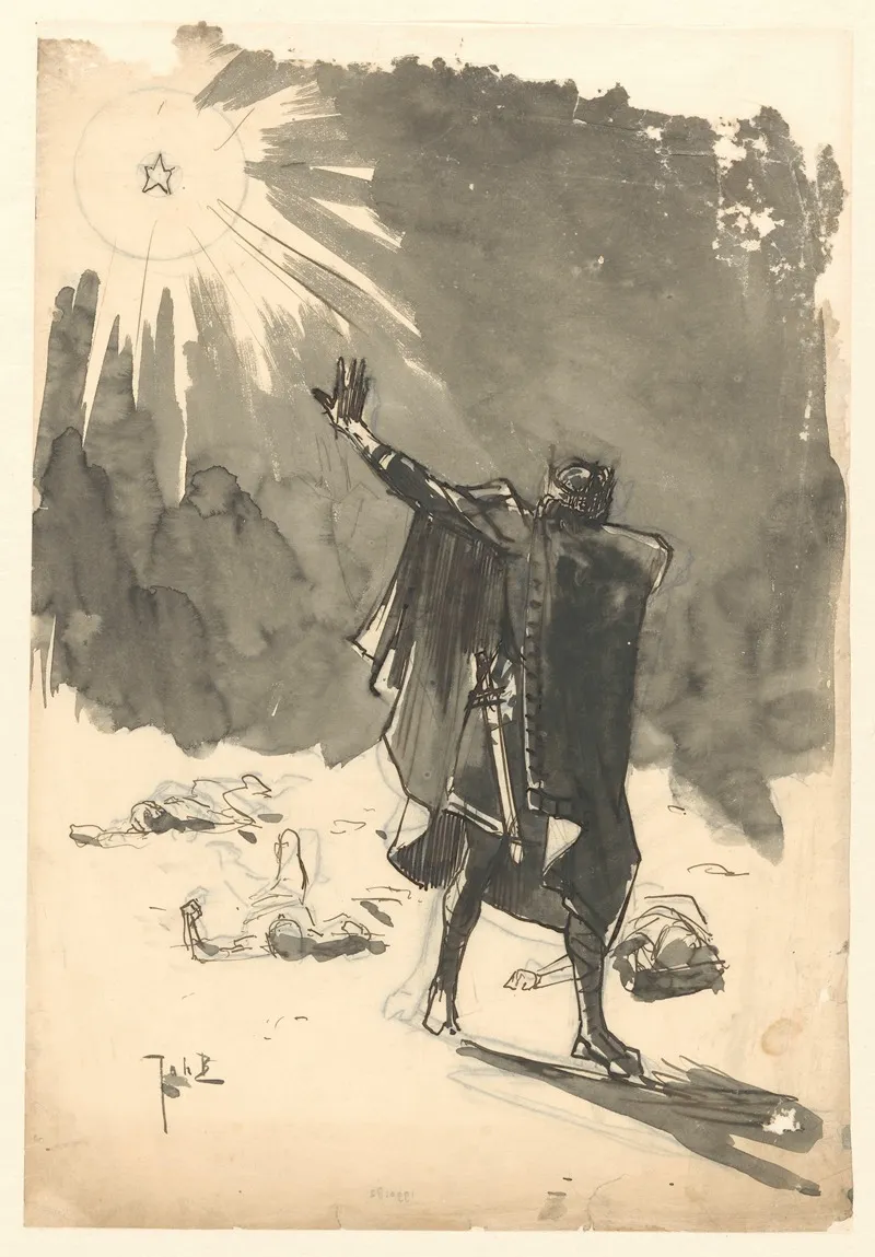 Ontwerp Voor Illustratie In De Amsterdammer De Kerstnacht Der Machthebbers Van Europa In 1915