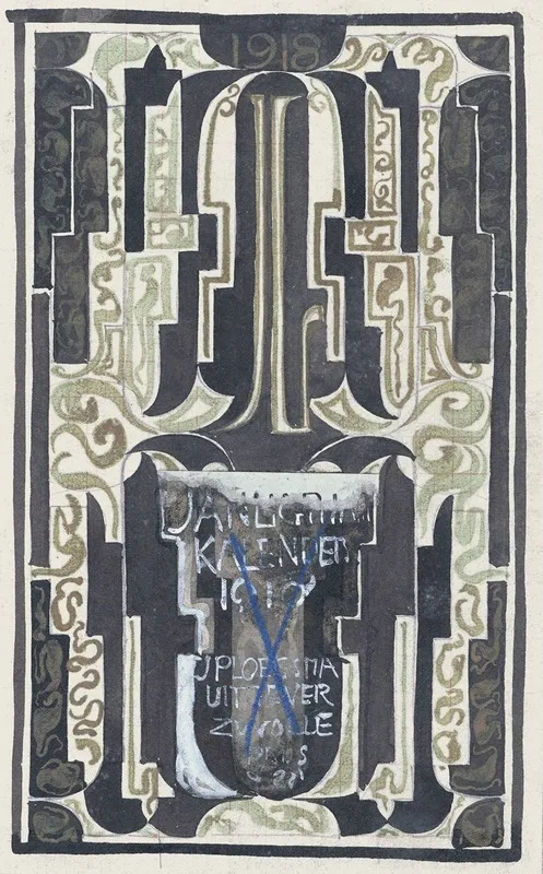 Ontwerp Voor Jan Ligthart Kalender Voor 1918