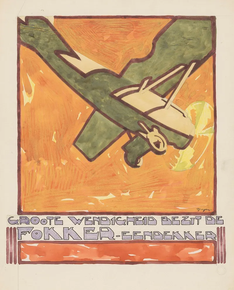 Ontwerp Voor Reclame Voor De Fokker Eendekker