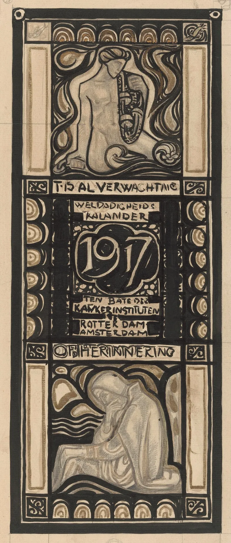 Ontwerp Voor Weldadigheidskalender Voor 1917 Wall Art by Richard Nicolaüs Roland Holst - High-Resolution Digital Print