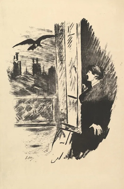 Open Here I Flung The Shutter Illustration To The Raven By Edgar Allan Poe
