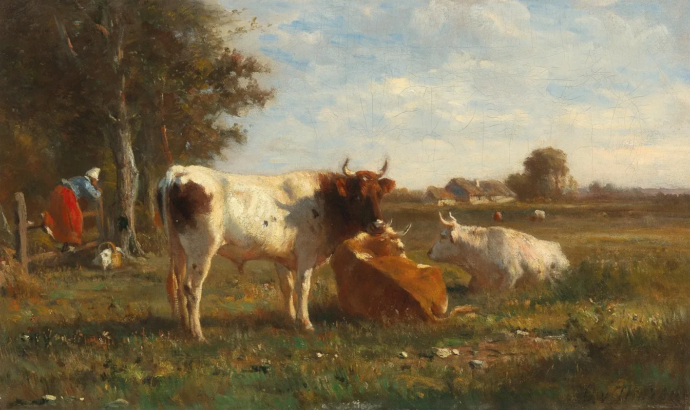 Open Landscape With Cows Wall Art by Otto von Thoren - High-Resolution Digital Print