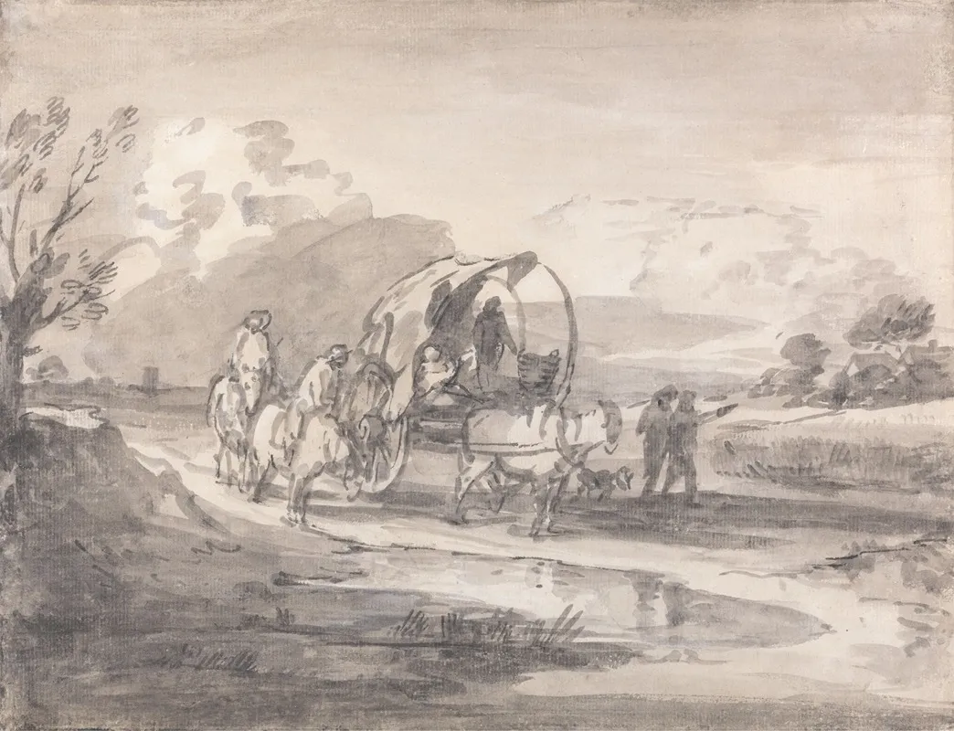 Open Landscape With Horsemen And Covered Cart Wall Art by Thomas Gainsborough - High-Resolution Digital Print