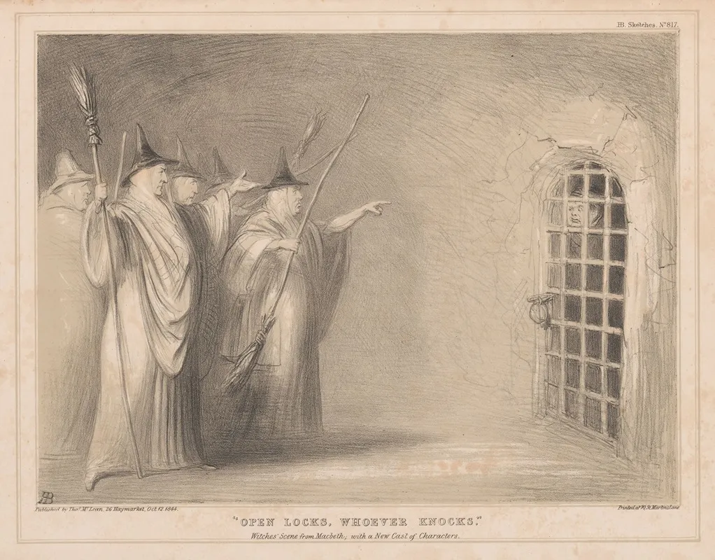 Open Locks Whoever Knocks Witches Scene From Macbeth With A New Cast Of Characters Wall Art by John Doyle - High-Resolution Digital Print