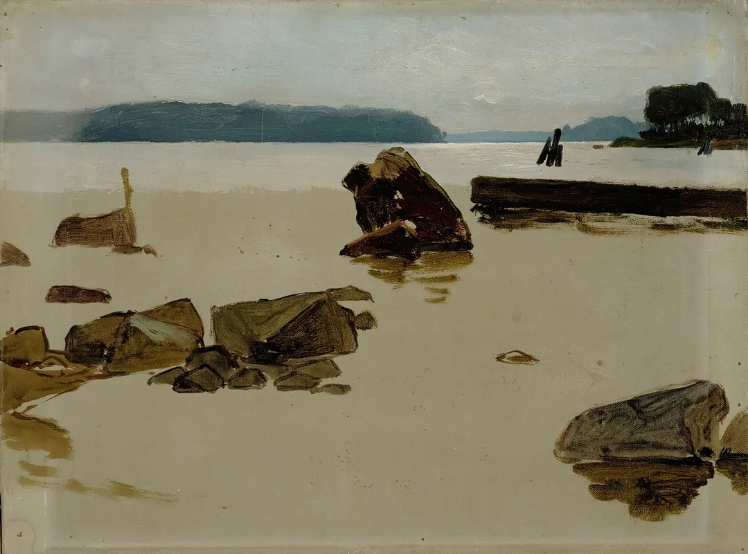 Open Sea Off Haikko Study For Boys Playing On The Shore