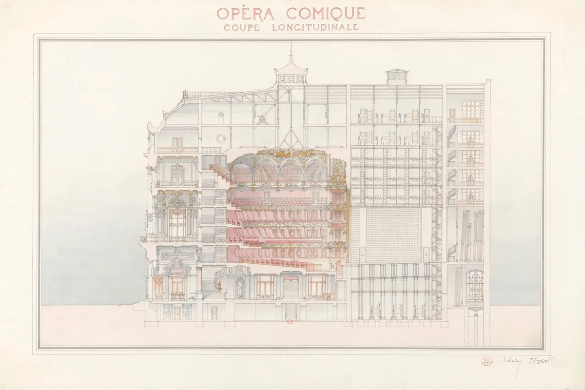 Opera Comique Coupe Longitudinale Wall Art by Edouard Larché - High-Resolution Digital Print