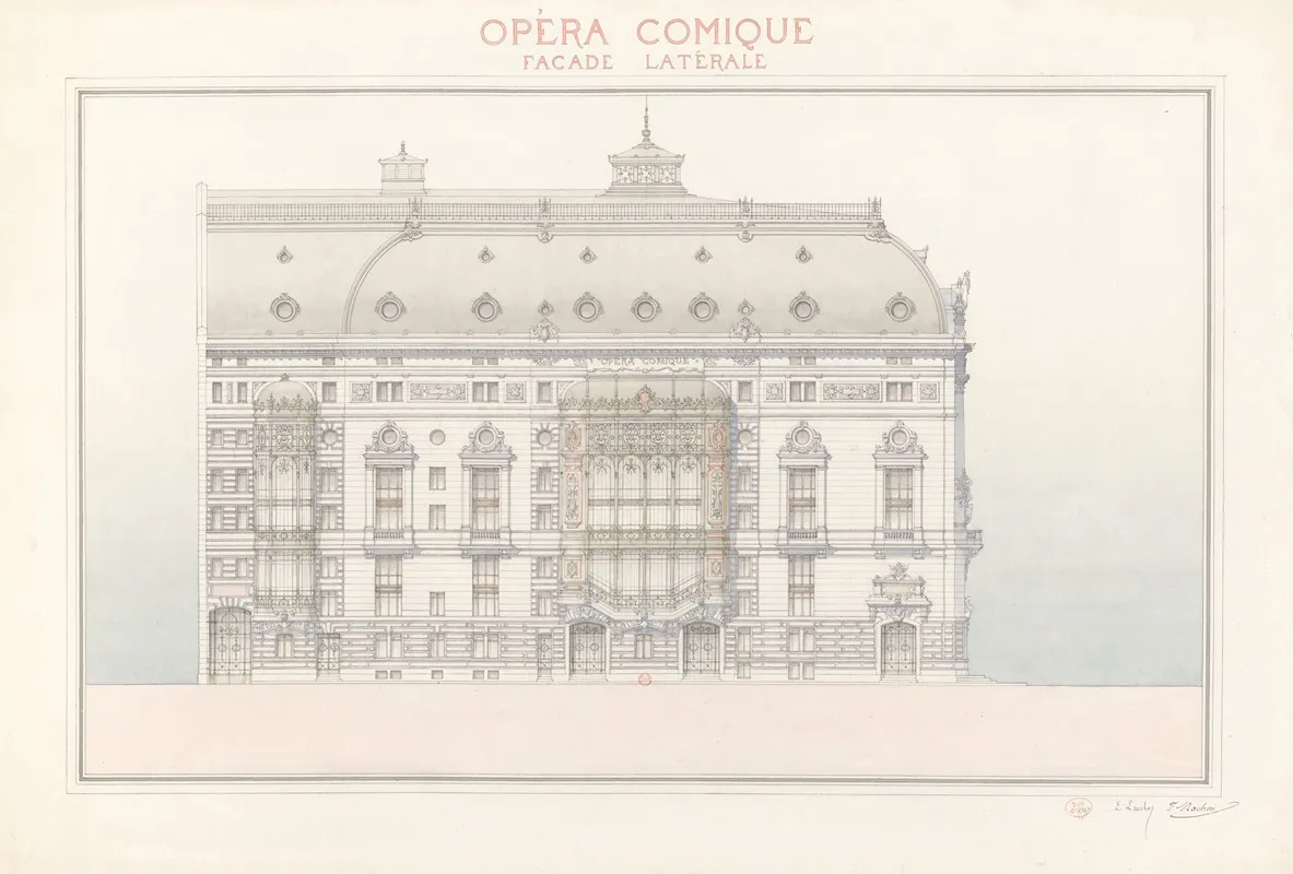 Opera Comique Facade Laterale Wall Art by Edouard Larché - High-Resolution Digital Print