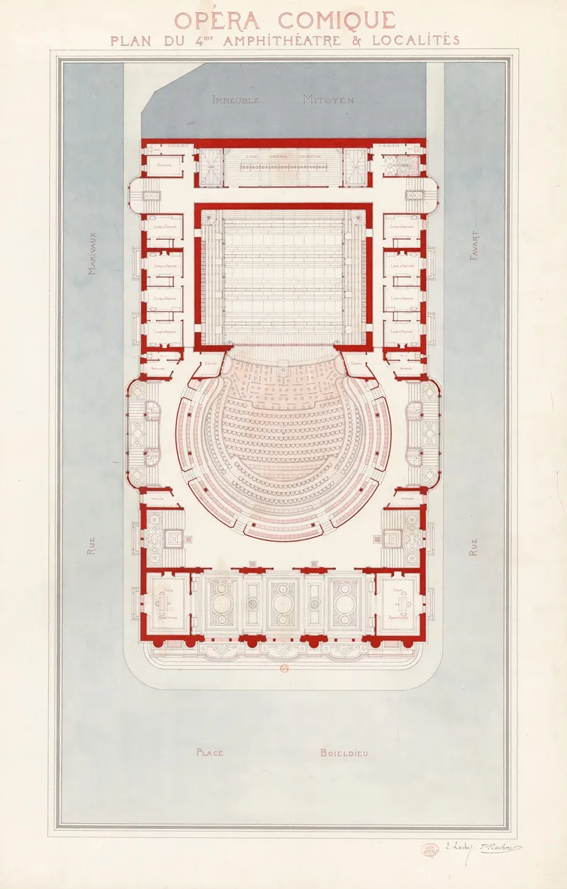 Opera Comique Plan Du 4me Quatrieme Amphitheatre Localites Wall Art by Edouard Larché - High-Resolution Digital Print