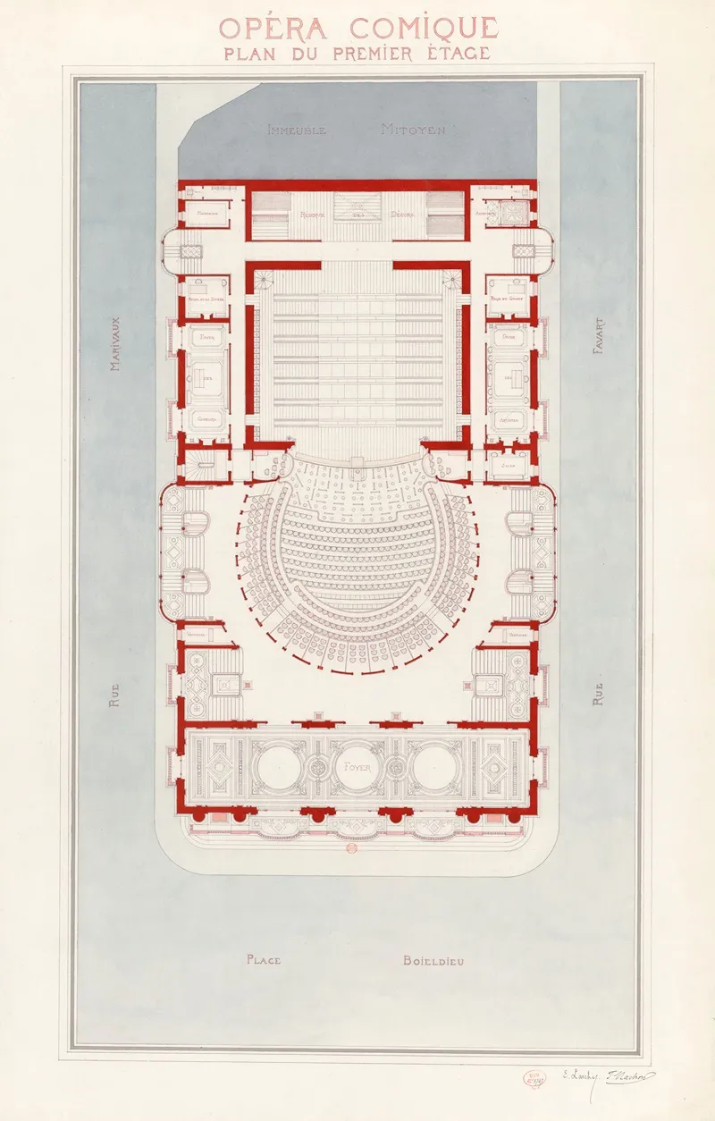 Opera Comique Plan Du Premier Etage Wall Art by Edouard Larché - High-Resolution Digital Print