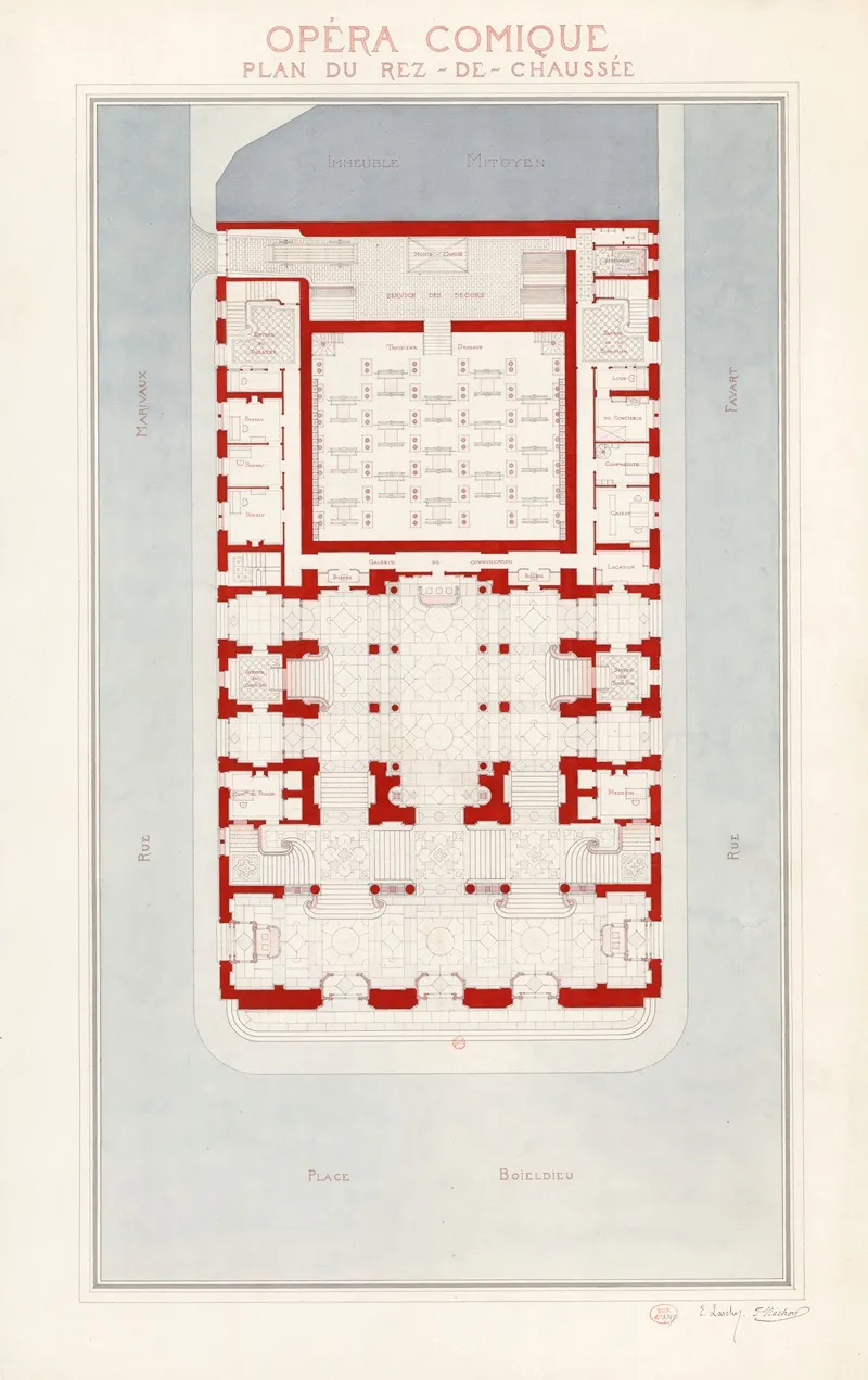 Opera Comique Plan Du Rez De Chaussee Wall Art by Edouard Larché - High-Resolution Digital Print