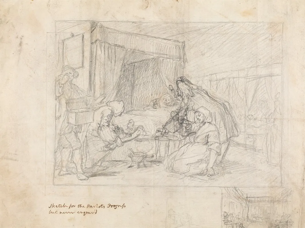 Operation Scene In A Hospital With Subsidiary Sketches In The Margin At The Lower Right