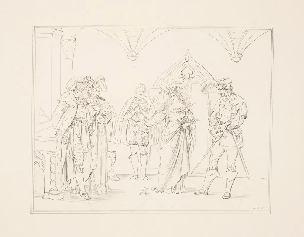 Oph Where Is The Beauteous Majesty Of Denmark Hamlet Act Iv Sc 5 Wall Art by William M. Anderson - High-Resolution Digital Print