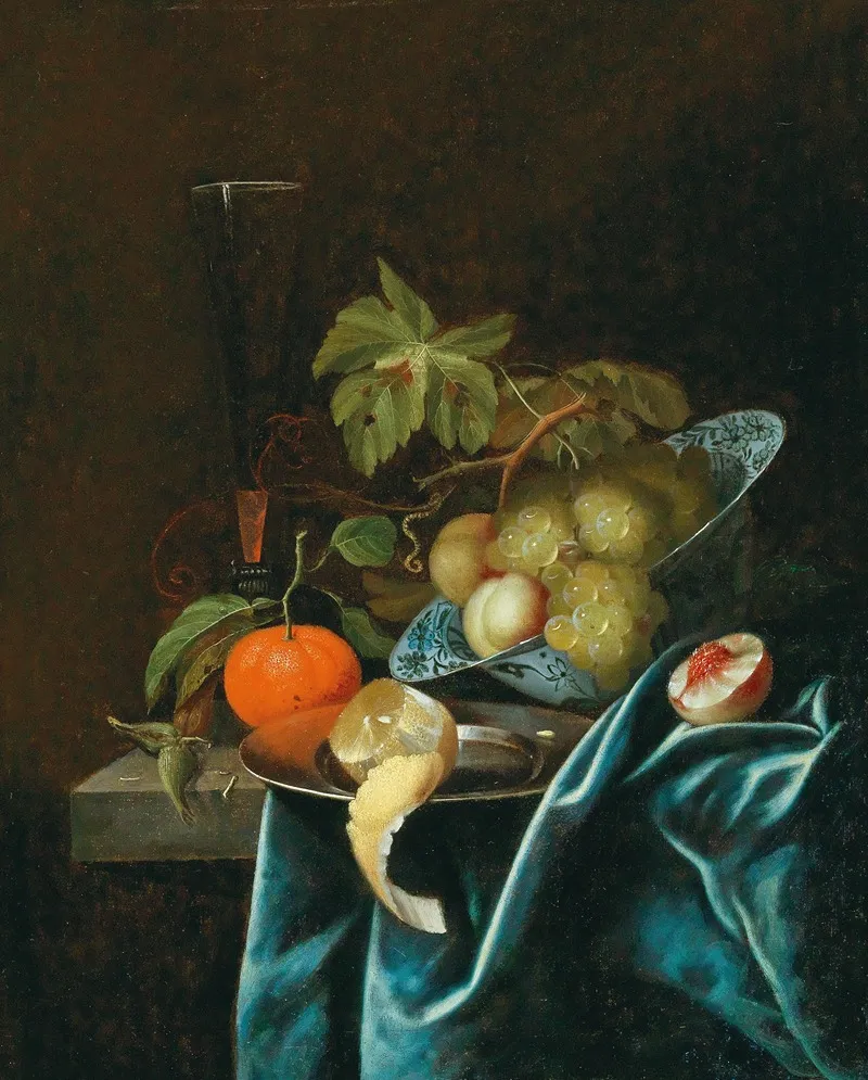 Oranges Lemons And Peaches On A Tin Plate And A Wan Li Bowl Wall Art by Johannes Borman - High-Resolution Digital Print