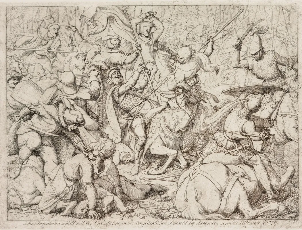 Ordulipp Kaes Langeb Johann Von Tiesenhausen Aizkraukle Lahingus Leedulaste Vastu Wall Art by Friedrich Ludwig von Maydell - High-Resolution Digital Print