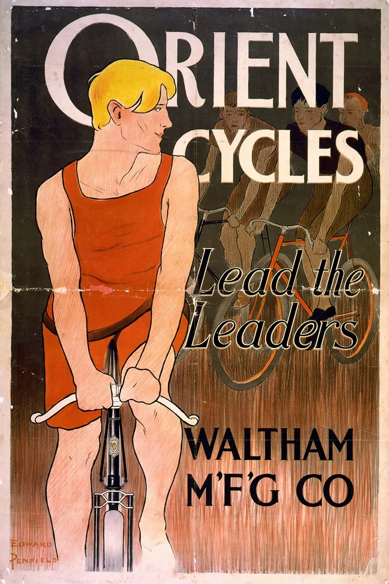 Orient Cycles Lead The Leaders Wall Art by Edward Penfield - High-Resolution Digital Print