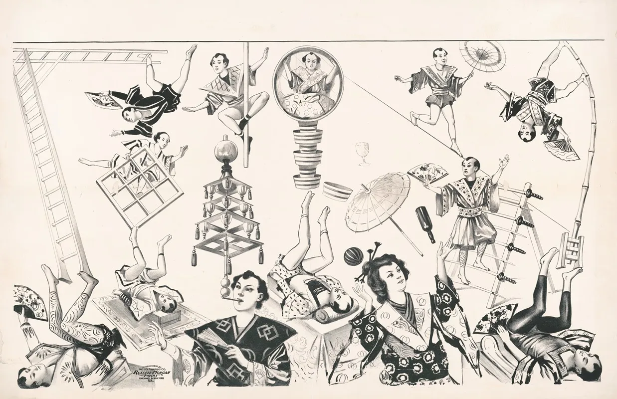Oriental Acrobats 2 Wall Art by Russell, Morgan &amp; Co. - High-Resolution Digital Print