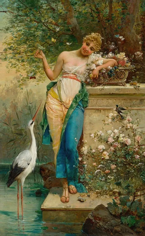 Oriental Beauty Wall Art by Hans Zatzka - Canvas Print