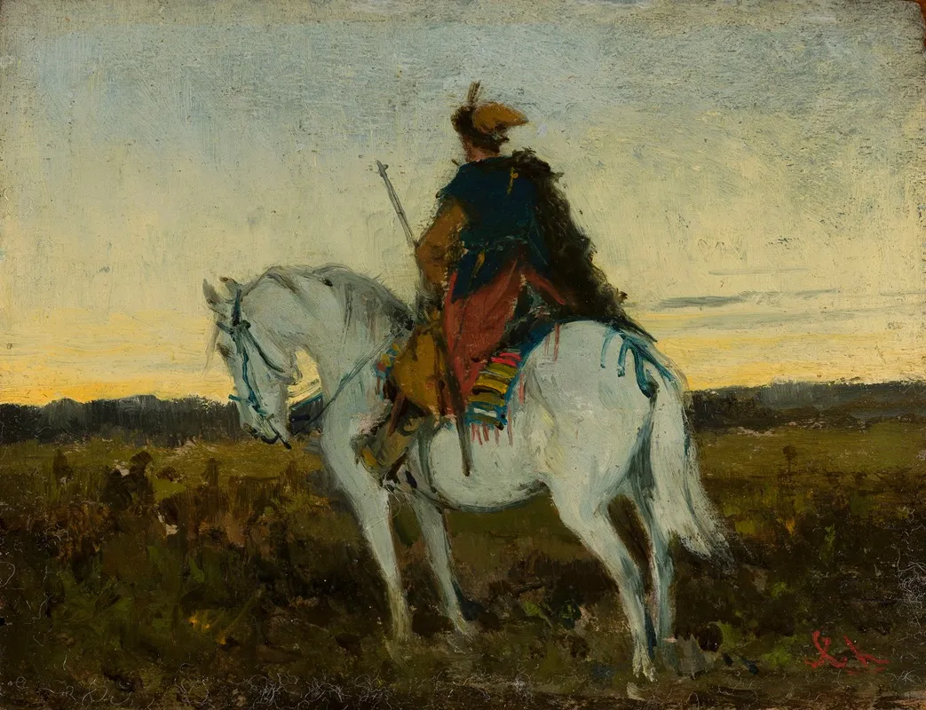 Oriental Rider On A White Horse Wall Art by Jan Chełmiński - High-Resolution Digital Print