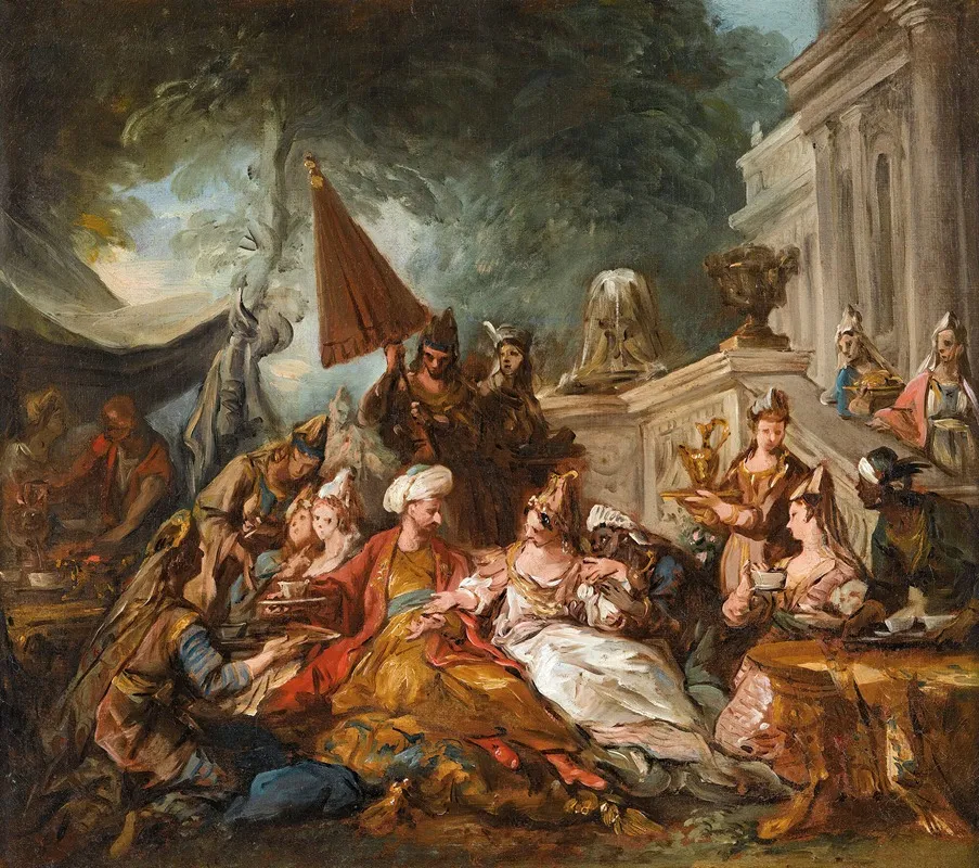 Oriental Scene Or Esthers Banquet Wall Art by Jean-François de Troy - High-Resolution Digital Print