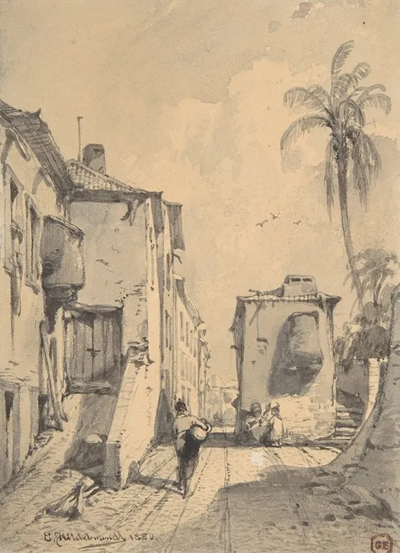Oriental Street Scene Wall Art by Eduard Hildebrandt - High-Resolution Digital Print