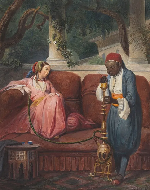 Oriental Woman With A Waterpipe Wall Art by Master VCD - High-Resolution Digital Print