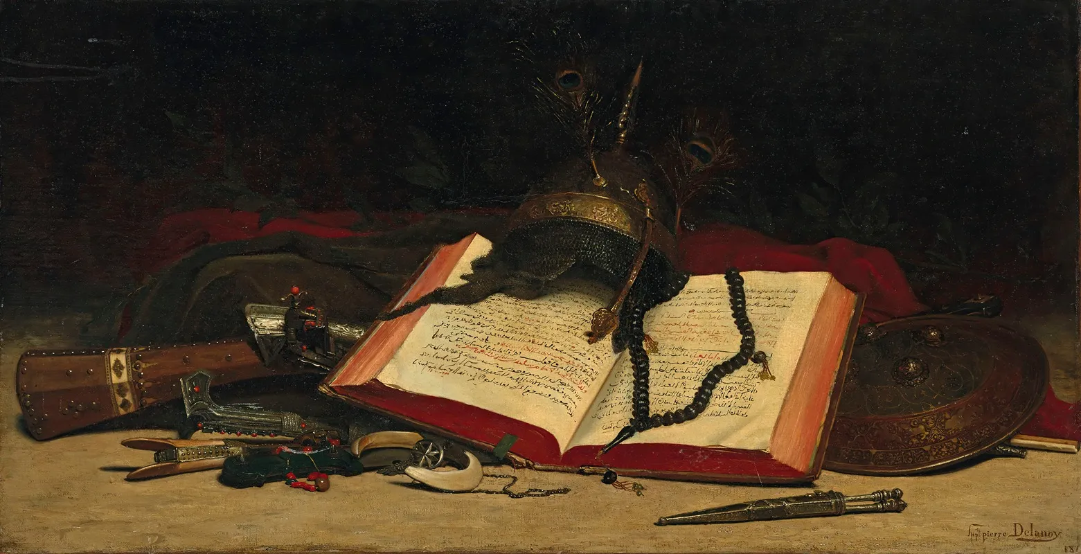 Orientalist Still Life With A Koran Wall Art by Hippolyte Pierre Delanoy - High-Resolution Digital Print