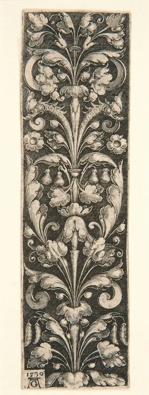 Ornamental Foliage With Two Masks And Two Dolphins