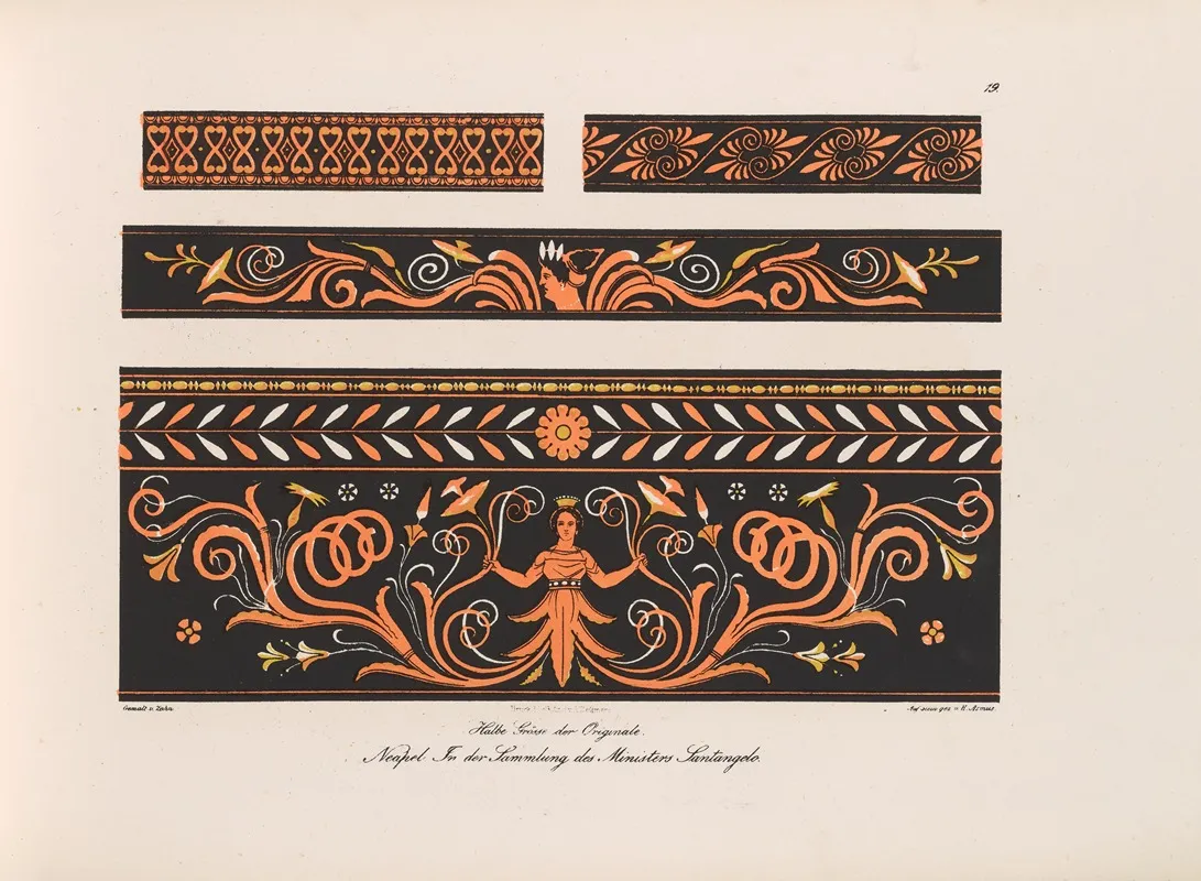 Ornamente Aller Klassischen Kunst Epochen Nach Den Originalien In Ihren Eigenthümlichen Farben Pl 019 Wall Art by Wilhelm Zahn - High-Resolution Digital Print