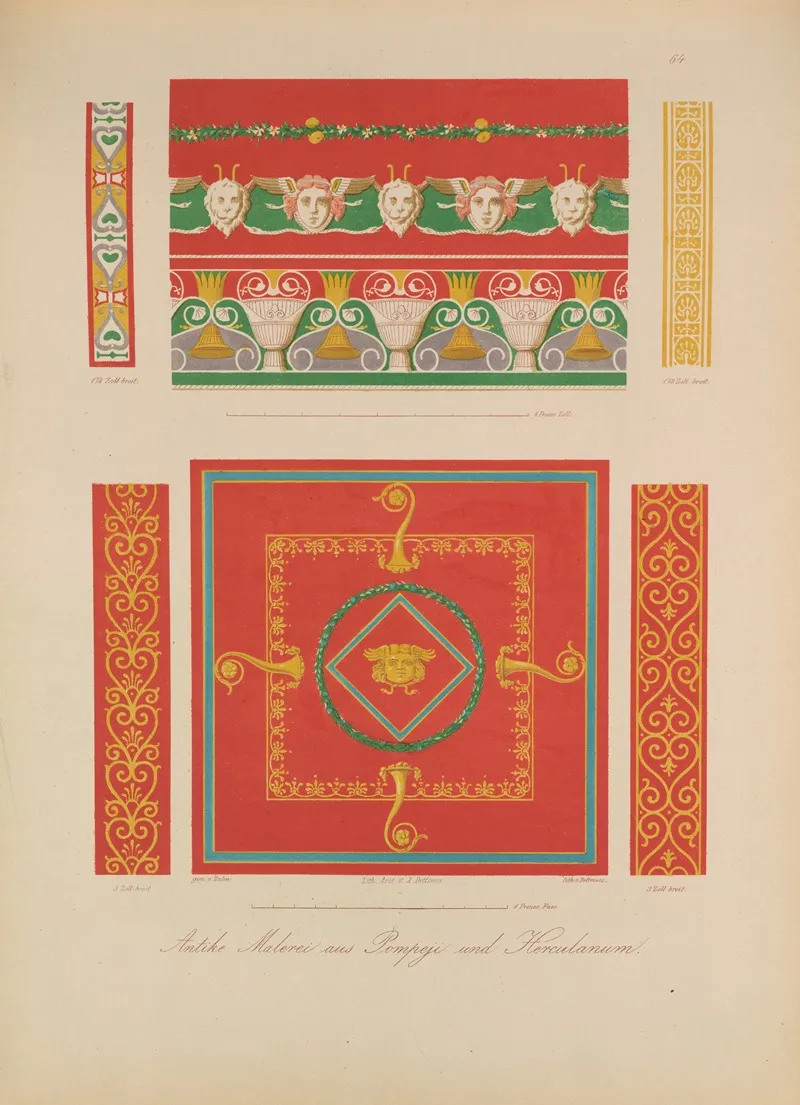 Ornamente Aller Klassischen Kunst Epochen Nach Den Originalien In Ihren Eigenthu%cc%88mlichen Farben Pl 064 Wall Art by Wilhelm Zahn - High-Resolution Digital Print