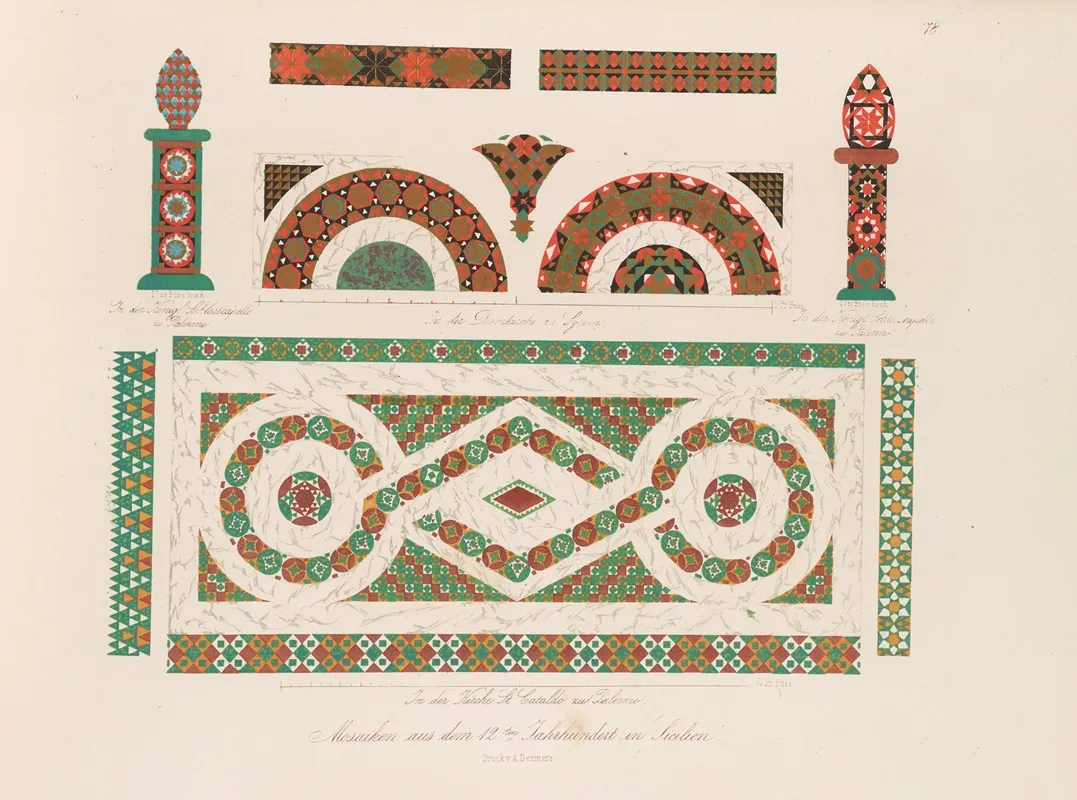 Ornamente Aller Klassischen Kunst Epochen Nach Den Originalien In Ihren Eigenthu%cc%88mlichen Farben Pl 078 Wall Art by Wilhelm Zahn - High-Resolution Digital Print