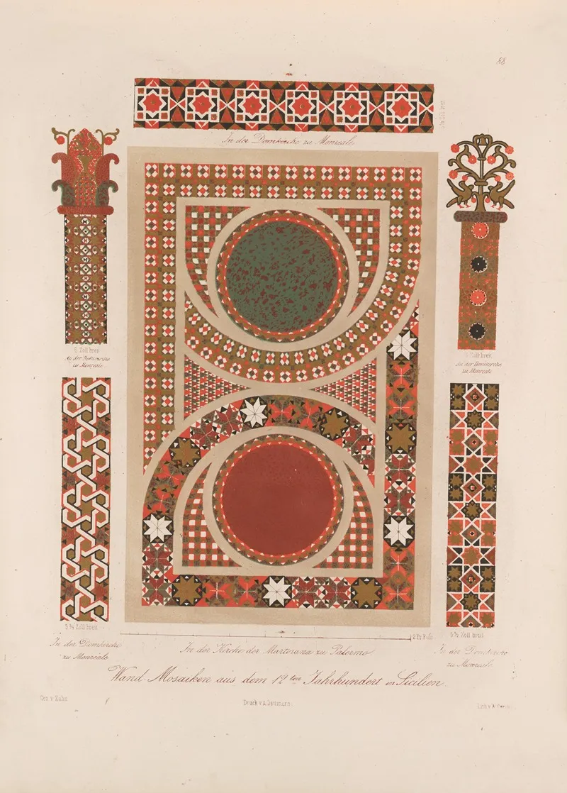 Ornamente Aller Klassischen Kunst Epochen Nach Den Originalien In Ihren Eigenthu%cc%88mlichen Farben Pl 088 Wall Art by Wilhelm Zahn - High-Resolution Digital Print