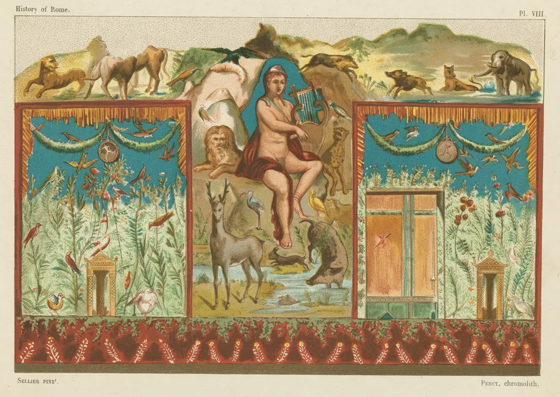 Orpheus Charming The Animals 4 Wall Art by P. Sellier - High-Resolution Digital Print