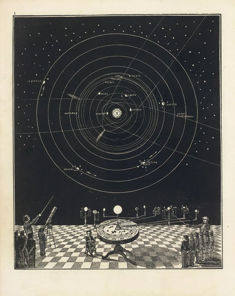 Orrery With A View Of The Solar System In The Back Ground Wall Art by Asa Smith - High-Resolution Digital Print