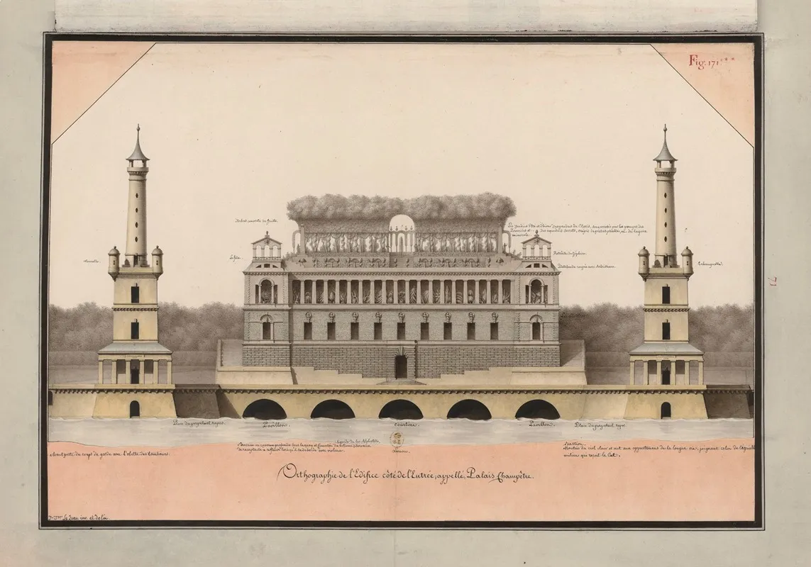 Orthographie De Ledifice Cote De Lentree Appelle Palais Champetre