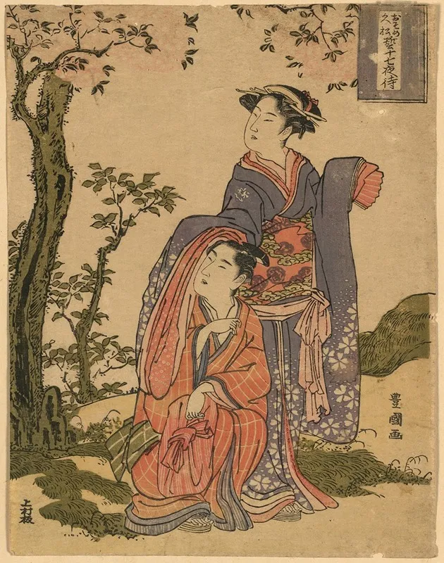 Osome Hisamatsu Chikai No Jushichiya Machi Wall Art by Toyokuni Utagawa - High-Resolution Digital Print