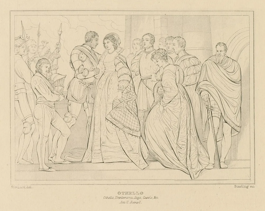 Othello Othello Desdemona Iago Cassio Etc Act Ii Scene 1 Wall Art by William Francis Starling - High-Resolution Digital Print