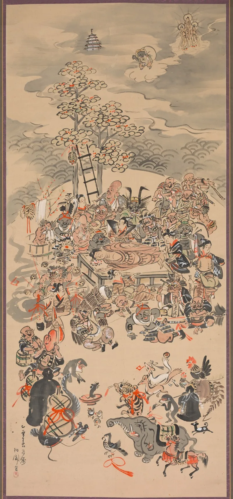 Otsu E Nirvana Of The Buddha Otsu E Butsu Nehanzu Wall Art by Hakuen - High-Resolution Digital Print