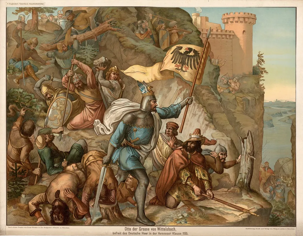 Otto Der Grosse Von Wittelsbach Befreit Das Deutsche Heer In Der Veroneser Klause 1155 Wall Art by Ernst Förster - High-Resolution Digital Print