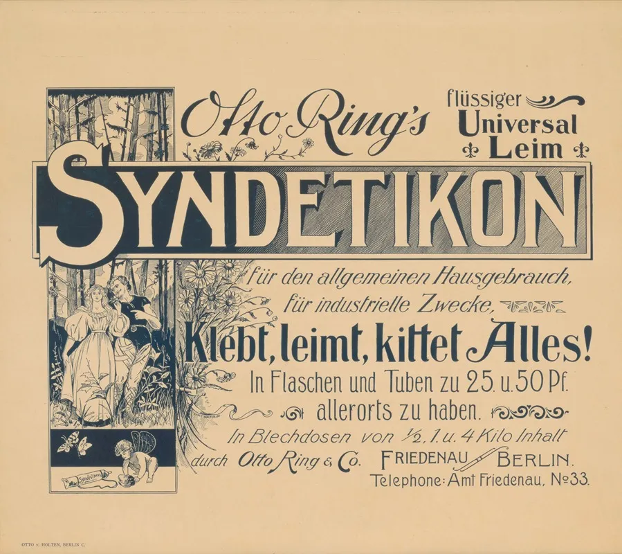 Otto Rings Syndetikon Klebt Leimt Kittet Alles Wall Art by Charles F. Walter - High-Resolution Digital Print