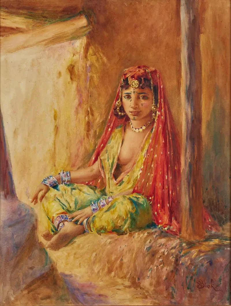 Ouled Nail Au Voile Rouge Wall Art by Alphonse Birck - High-Resolution Digital Print