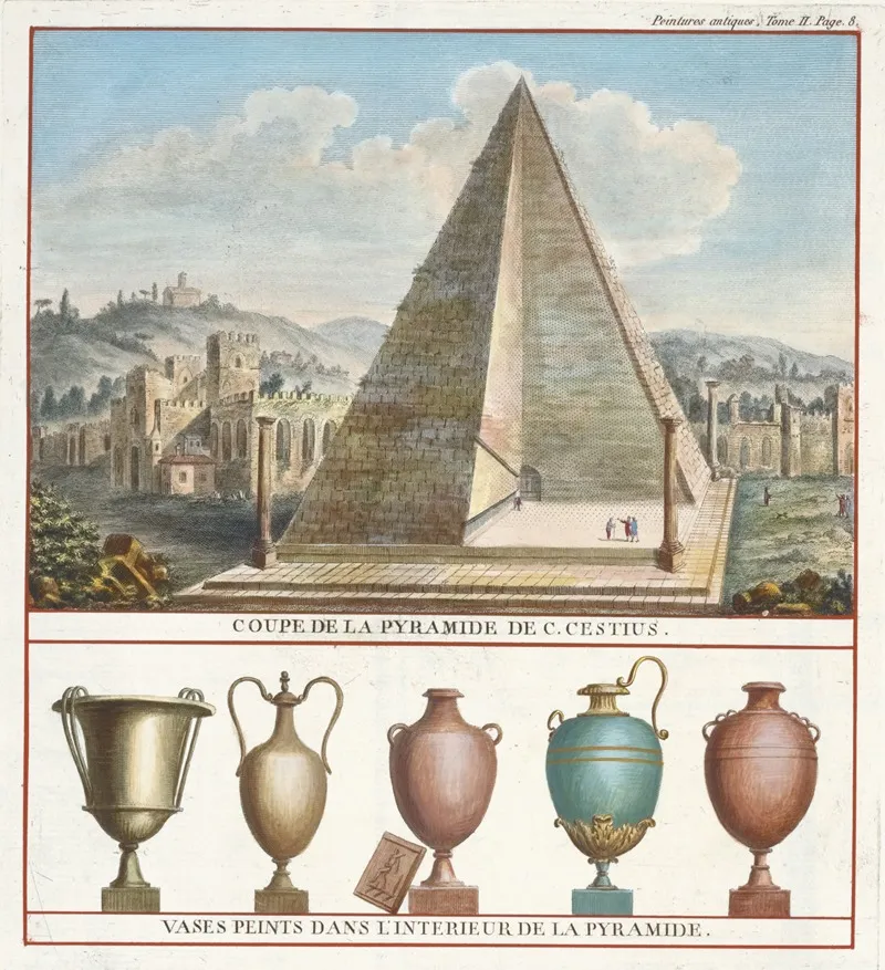 Oupe De La Pyramide De C Cestius Vases Peints Dans Linterieur De La Pyramide Wall Art by Pierre-Jean Mariette - High-Resolution Digital Print