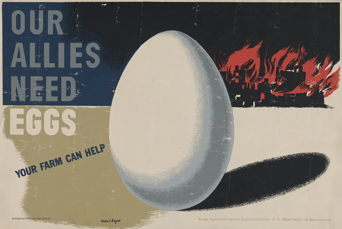 Our Allies Need Eggs Your Farm Can Help Wall Art by Herbert Bayer - High-Resolution Digital Print