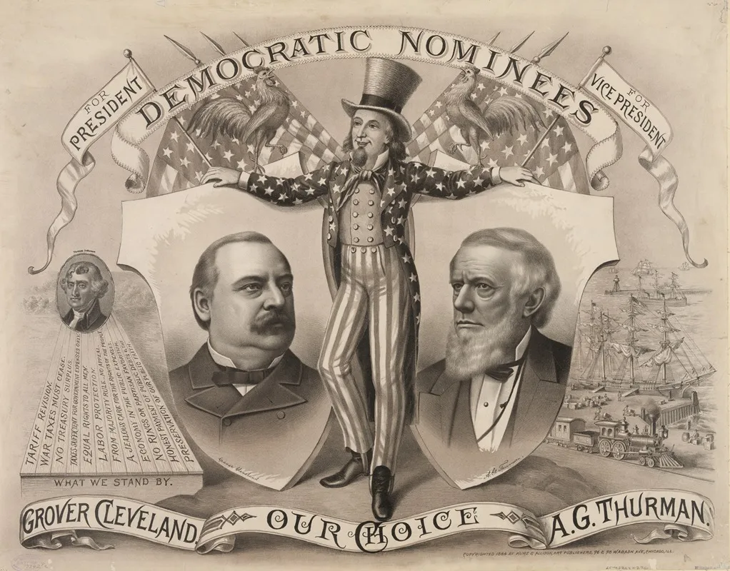 Our Choice Grover Cleveland A G Thurman Democratic Nominees For President And For Vice President Wall Art by Kurz & Allison - High-Resolution Digital Print