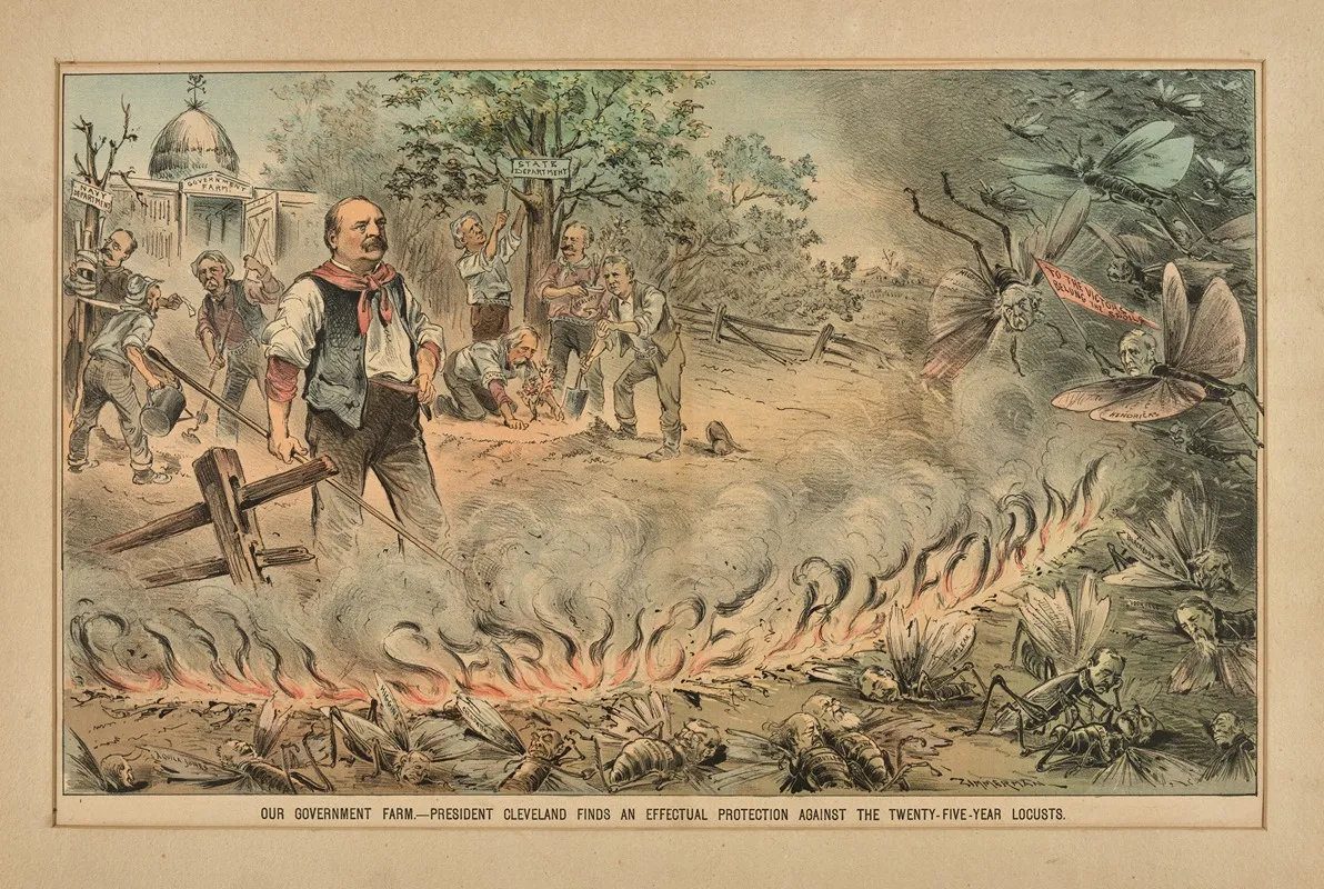Our Government Farm President Cleveland Finds An Effective Protection Against The Twenty Five Year Locusts Wall Art by Eugene Zimmerman - High-Resolution Digital Print