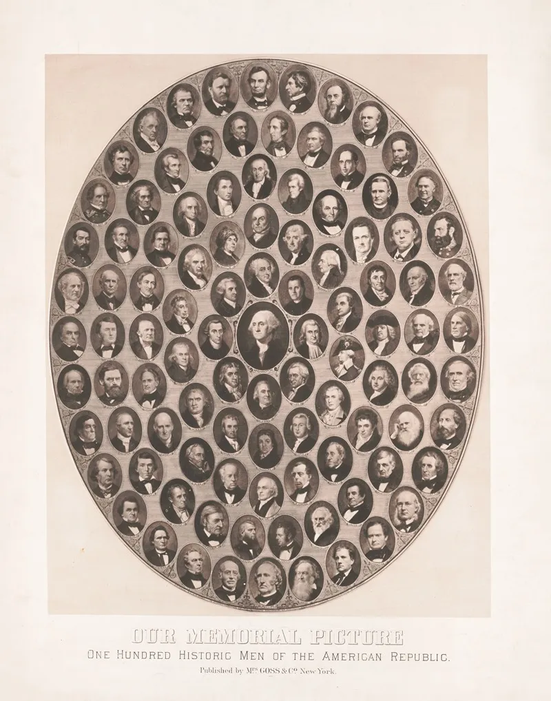 Our Memorial Picture One Hundred Historical Men Of The American Republic 2 Wall Art by Mrs. Goss &amp; Co. - High-Resolution Digital Print