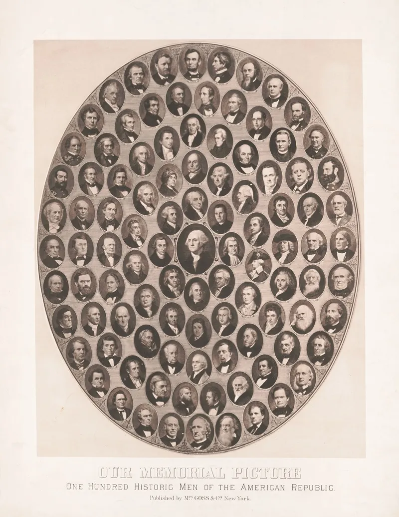 Our Memorial Picture One Hundred Historical Men Of The American Republic Wall Art by C.C. Goss - High-Resolution Digital Print