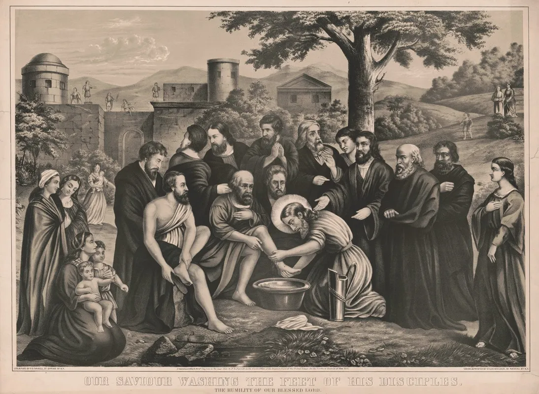 Our Saviour Washing The Feet Of His Disciples Wall Art by Giles &amp; Silber. - High-Resolution Digital Print