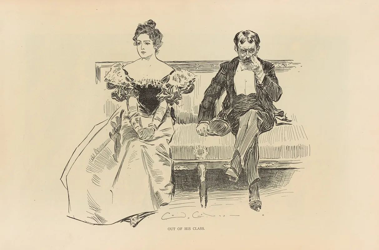 Out Of His Class 2 Wall Art by Charles Dana Gibson - High-Resolution Digital Print