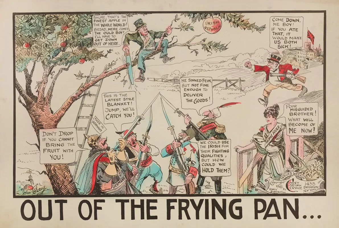 Out Of The Frying Pan Wall Art by Carey Cartoon Service - High-Resolution Digital Print